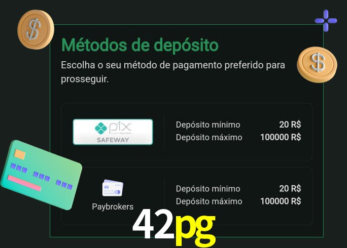 O cassino 42pg oferece uma grande variedade de métodos de pagamento